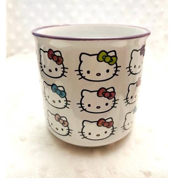 Hello Kitty Mutli Color Sparkle Bow Faces Print 20oz Ceramic Mug-NEW - Picture 4 of 6